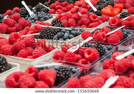 Blueberry, raspberry and blackberry
