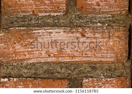 Red brick wall close up pattern 