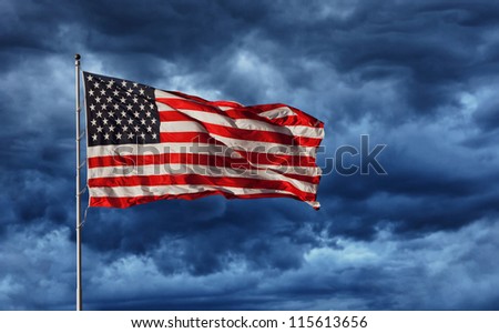 Majestic United States Flag against a dark background
