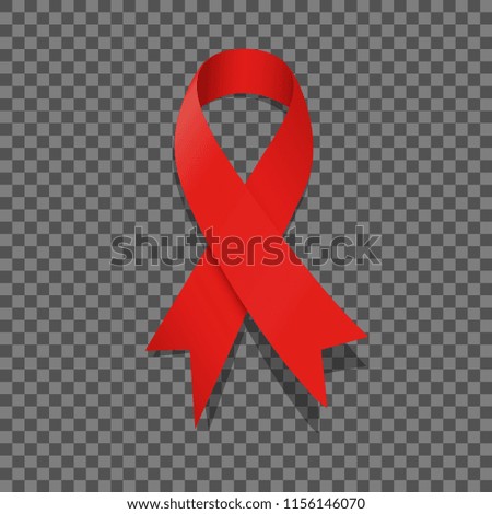 Worlds AIDS day ribbon. Red ribbon on transparent background.