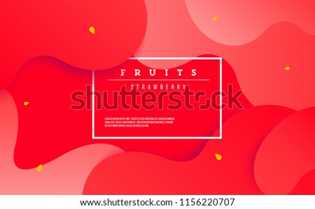 Fluid red poster. dynamic elements with Strawberry concept. frame and place for text.