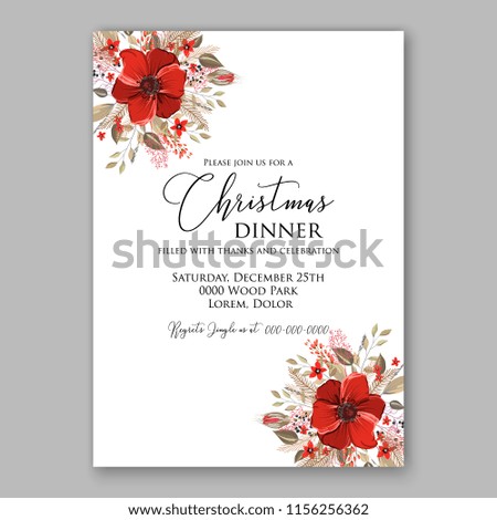 Floral vector background for christmas party invitation wedding invitation bridal shower baby shower christening baptism birthday card anniversary poinsettia for winter holiday wreath
