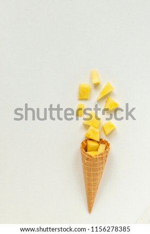 fruit in a waffle cone for ice cream