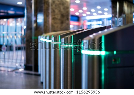subway metro turnstile entrance gateway with electronic card access