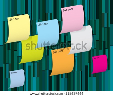 wooden texture background with paper notes. vector illustrator