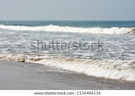 The landscape of nature.Waves in the Arabian sea at Arambol beach in North Goa.India   