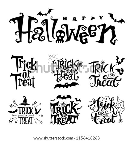 Text trick or treat and Halloween for Halloween day poster advertising. Vector illustration Royalty-Free Stock Photo #1156418263