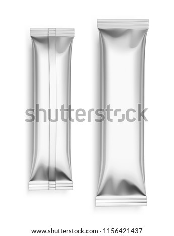 Universal mockups of blank packaging sticks. Front and back view. Vector illustration isolated on white background, ready and simple to use for your design. EPS 10.