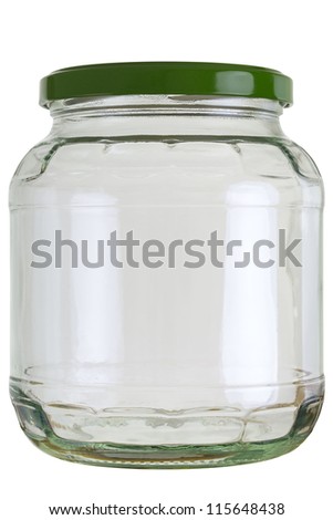 Close up of a empty preserving glass isolated on white.