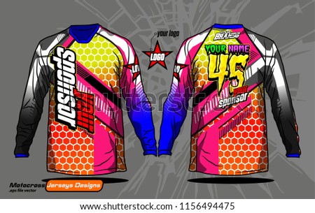 Long sleeve Motocross jerseys t-shirts design, 
abstract background for football uniforms, unisex cycling, navy submariner and sportswear.