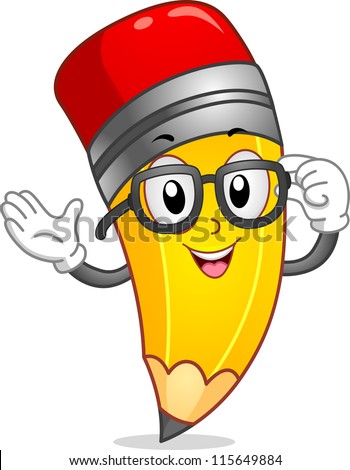 Mascot Illustration of a Pencil Wearing Nerd Glasses
