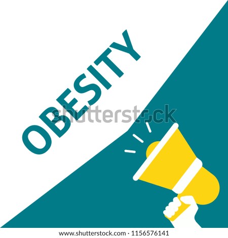 Hand Holding Megaphone With OBESITY Announcement. Flat Vector Illustration