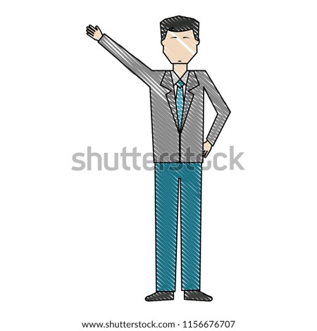 business man character standing avatar color drawing