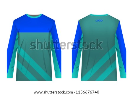 Templates of sportswear designs for sublimation printing. Uniforms for competitions, team games, corporate style, advertising campaigns. Jersey for motocross, mountain biking.