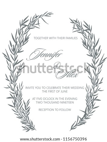 Wedding invitation pattern with  leaves and brunch  vector.