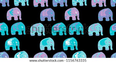 Seamless asian pattern with elephants. For traditional textile, t-shirts, fabric. Indian design. Vector ornament