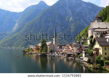 Hallstatt, mountain village in the Alps,
