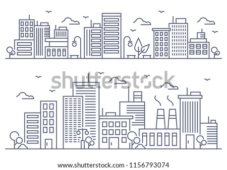 Vector Illustration : Thin line City landscape Royalty-Free Stock Photo #1156793074