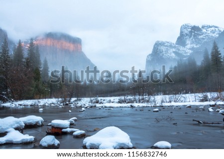 An evening at Yosemite Valley in Winter