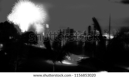 Fireworks over the San Diego skyline.