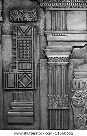 Etched Metal Background Column Design in Silver