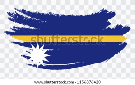 Grunge brush stroke with NAURU national flag. Watercolor painting flag,poster, banner of the national flag. Style watercolor drawing. Vector isolated on transparent background.