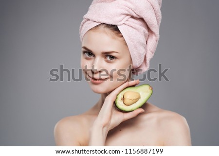 avocado with stone beautiful woman                         