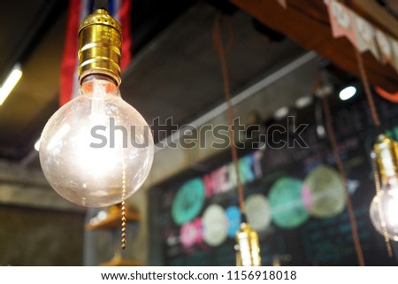 Vintage light bulbs in coffee shop