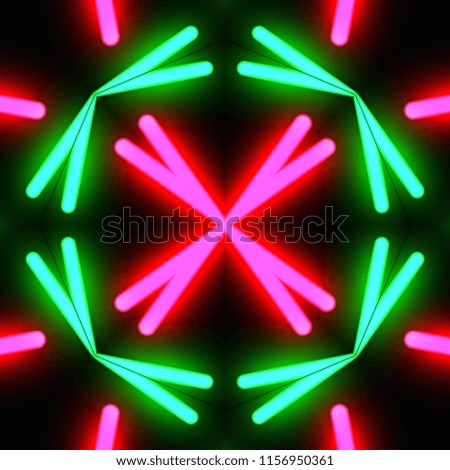 Neon light colorful gradient background.3d render illustration. Abstract kaleidoscope background.