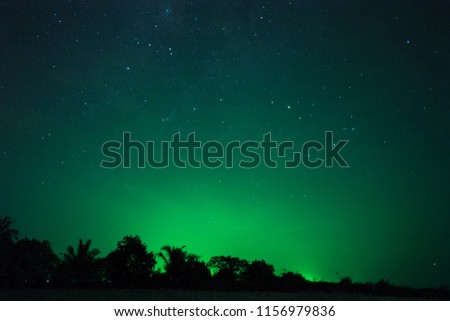Aurora light with star at night