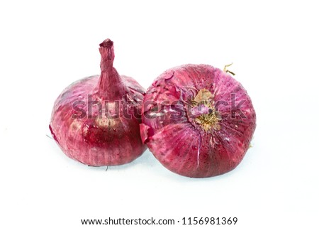 two red crimea yalta onions isolated on white