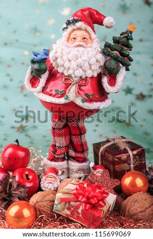 Christmas decoration  on green background
