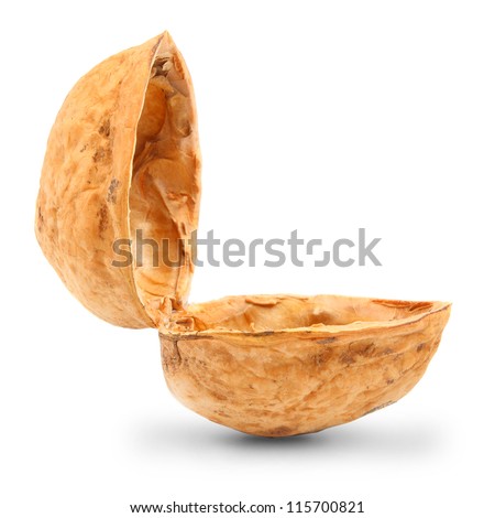 Empty nutshell. Original case for your christmas surprise. Royalty-Free Stock Photo #115700821