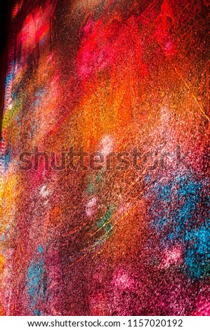Continuous reflected colours on wall background conceptual colourful wide spectrum gama of rainbow colours reflected colors from dispersion. Copy space for vertical liquid elements conceptual design 