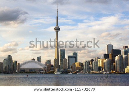 Toronto early evening cityscape. Photo was  taken from Central Island.