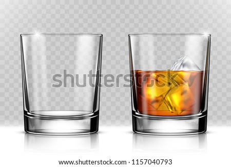 Glass of scotch whiskey and ice on transparent background Royalty-Free Stock Photo #1157040793
