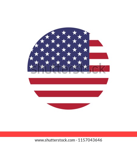 America flag vector icon, circle design for web or mobile app