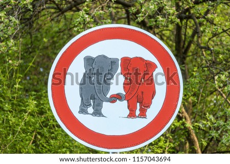 traffic sign elephants in Love in the forest