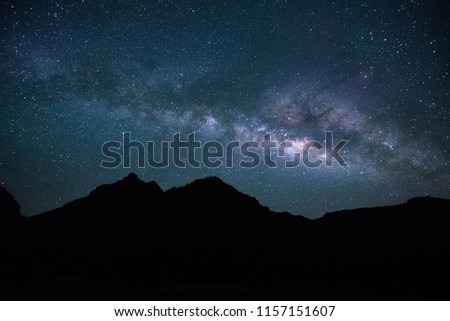 Beautiful Night Sky with Milky Way and Mountains while Camping in Kauai Hawaii