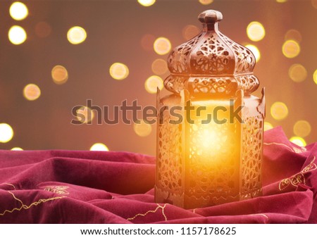 Ornamental silver Moroccan, Arabic lantern on white