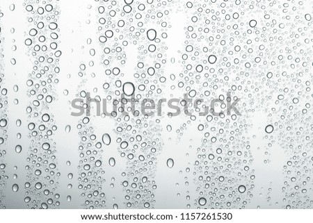 Water drops or rain droplets on glass.