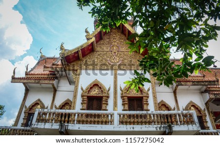Ancient Buddhist temple in Chiang Mai, Thailand. Chiang Mai is one of famous tourist destinations in Thailand.