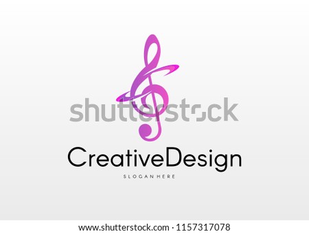 Music logotype. Musical key vector illustration
