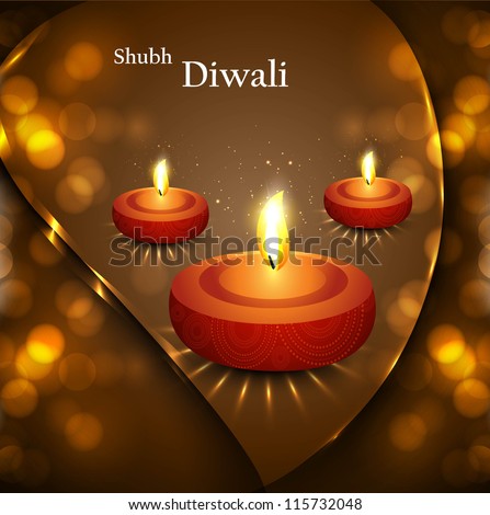 Beautiful happy diwali diya bright colorful circle hindu festival vector illustration