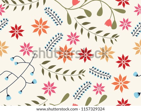 Exotic Flower Floral Leaf Seamless Pattern Nature Illustration