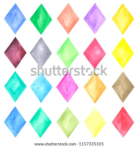 Watercolour illustration of hand painting rhombus in original colour