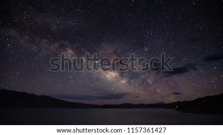 Milky Way rises over the on Tso Moriri Lake in Karzok Village, Leh Ladakh, India