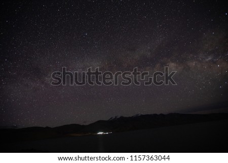 Panorama milky way galaxy with stars and space dust in the universe. Milky Way Background. Milkyway Panoroma at Tso Moriri, Ladkah, India 