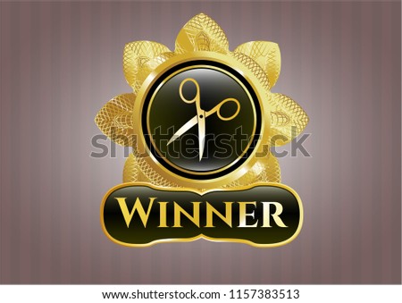  Shiny badge with scissors icon and Winner text inside