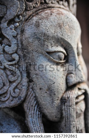 Chinese Warrior Sculpture Old Thailand